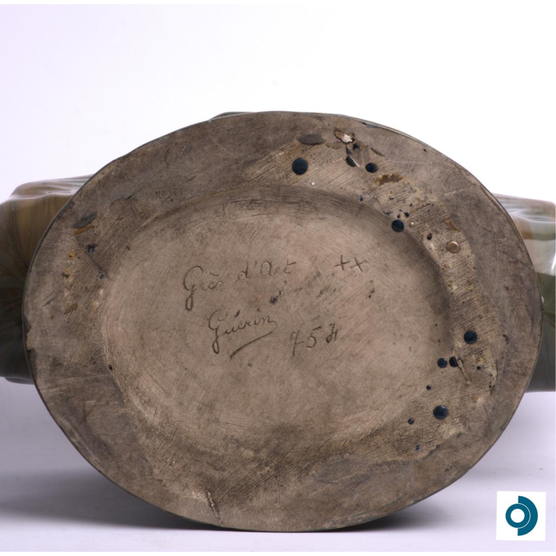 Roger Guérin, stoneware planter with stylized pelicans, early 20th century