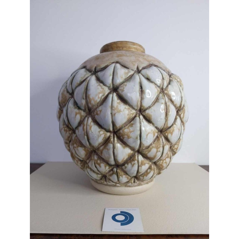 Joseph MOUGIN, Art Deco ‘African Pine’ vase cast stoneware, circa 1930