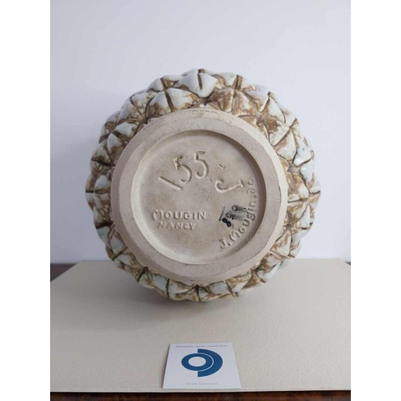 Joseph MOUGIN, Art Deco vaas “Pin d'Afrique” van gegoten steengoed, circa 1930