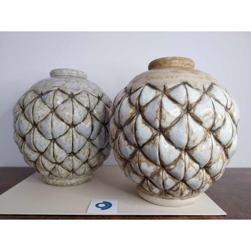 Joseph MOUGIN, vase “Pin d'Afrique“ Art Déco en grès moulé, circa 1930