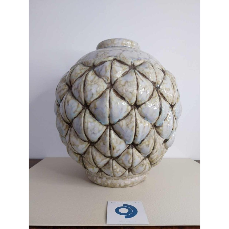 Joseph MOUGIN, vase “Pin d'Afrique“ Art Déco, en grès moulé, circa 1930