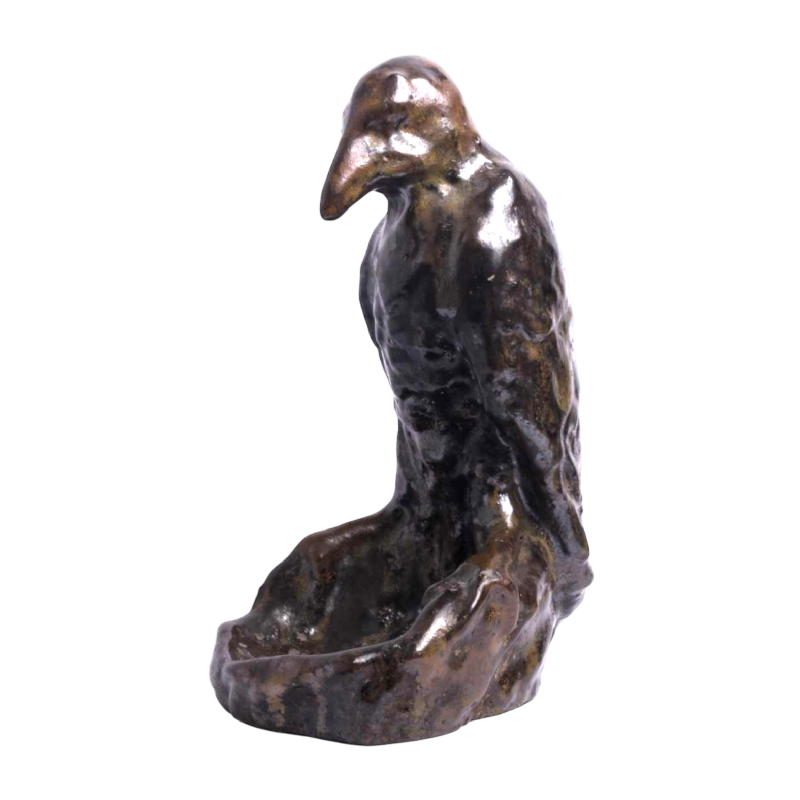 Arthur CRACO “Corbeau” sculptuur / opbergbakje in geglazuurd steengoed, ca 1925
