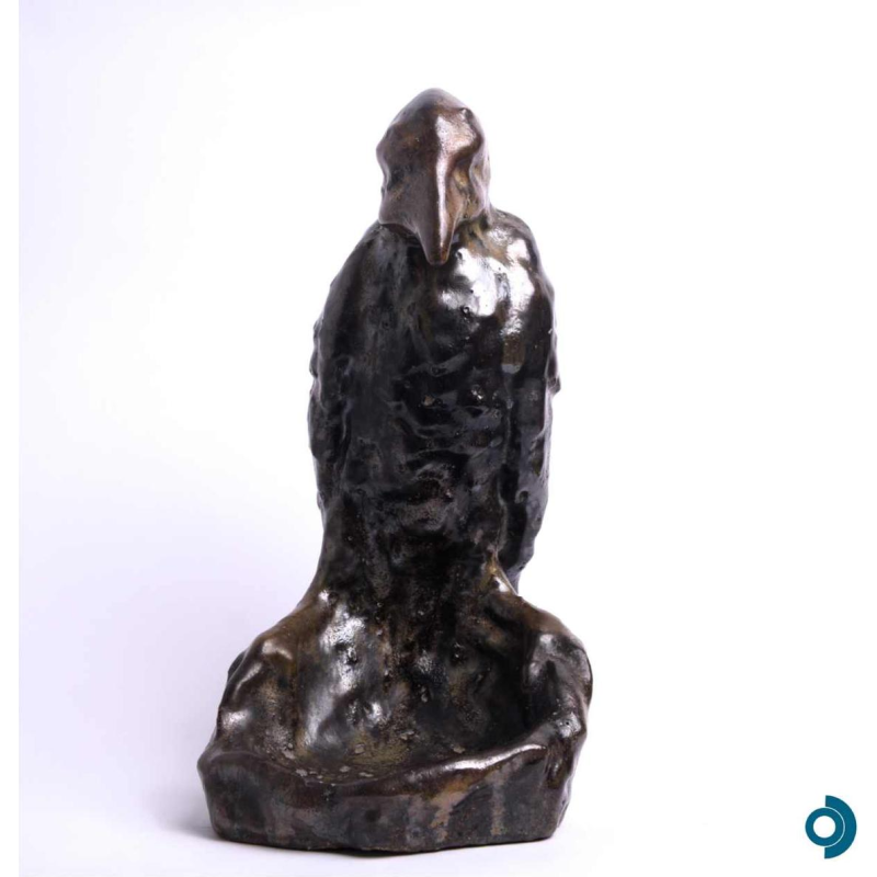 Arthur CRACO ‘Raven’ sculpture/trinket dish in glazed stoneware, ca.1925