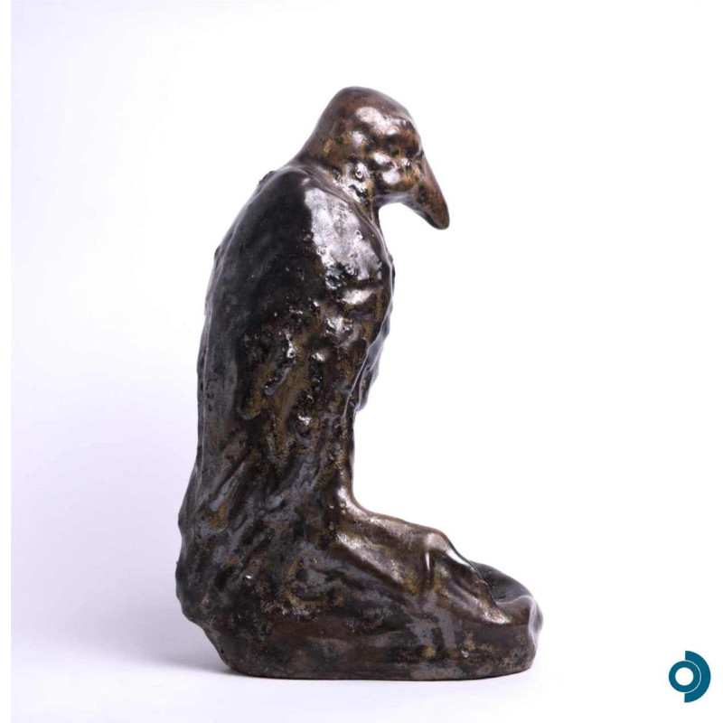 Arthur CRACO “Corbeau” sculptuur / opbergbakje in geglazuurd steengoed, ca 1925