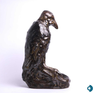 Arthur CRACO “Corbeau” sculptuur / opbergbakje in geglazuurd steengoed, ca 1925