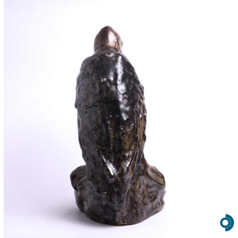 Arthur CRACO “Corbeau“ sculpture animalière / vide-poche en grès émaillé, ca 1925