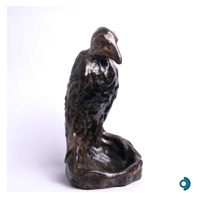 Arthur CRACO “Corbeau” sculptuur / opbergbakje in geglazuurd steengoed, ca 1925