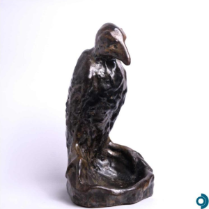 Arthur CRACO “Corbeau” sculptuur / opbergbakje in geglazuurd steengoed, ca 1925