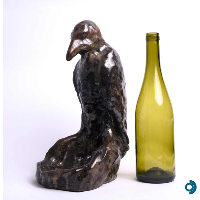 Arthur CRACO “Corbeau“ sculpture animalière / vide-poche en grès émaillé, ca 1925