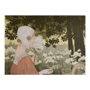 Henri PRIVAT-LIVEMONT - La fileuse - estampe décorative, 1904