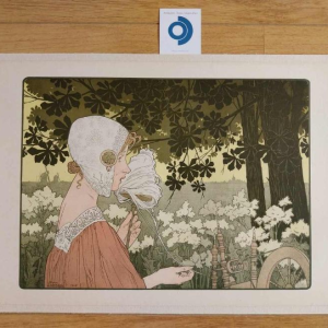Henri PRIVAT-LIVEMONT - The Spinner - decorative print, 1904