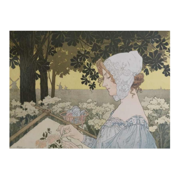 Henri PRIVAT-LIVEMONT - The Embroiderer - decorative print, 1904