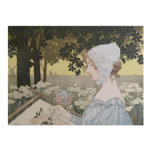 Henri PRIVAT-LIVEMONT - The Embroiderer - decorative print, 1904