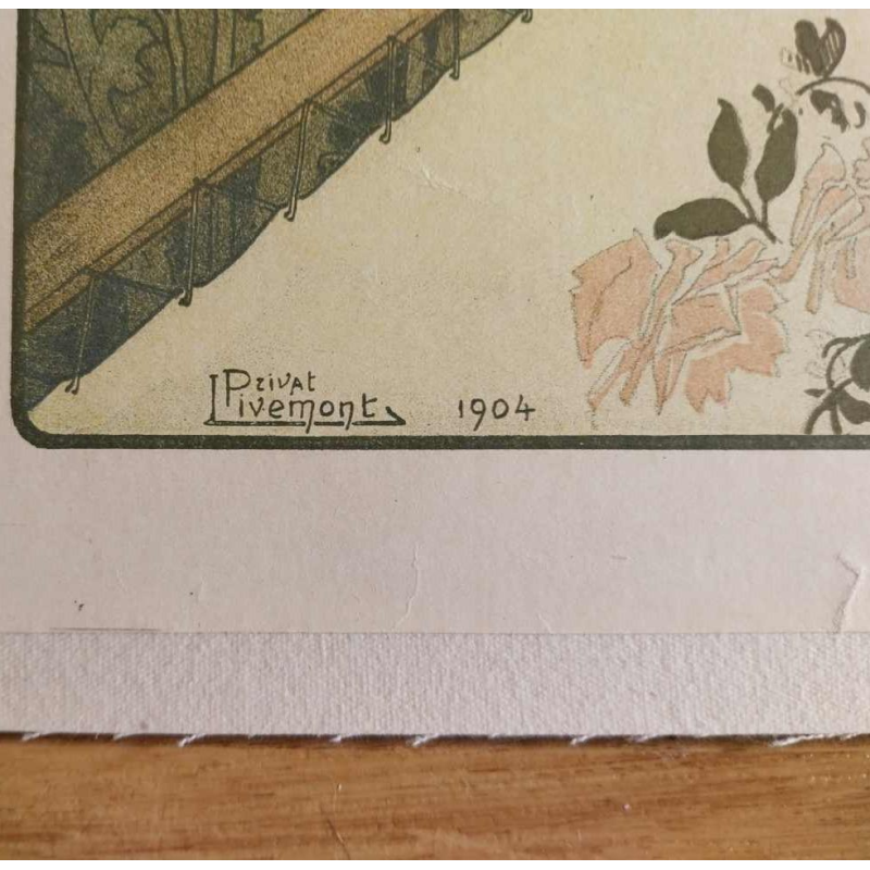 Henri PRIVAT-LIVEMONT - De borduurster - decoratieve prent 1904