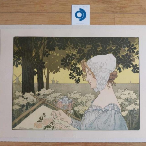 Henri PRIVAT-LIVEMONT - De borduurster - decoratieve prent 1904
