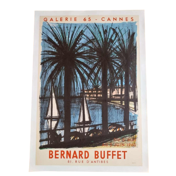 Bernard BUFFET / Mourlot drukwerk, affiche tentoonstelling “Galerie 65 - Cannes” 1960
