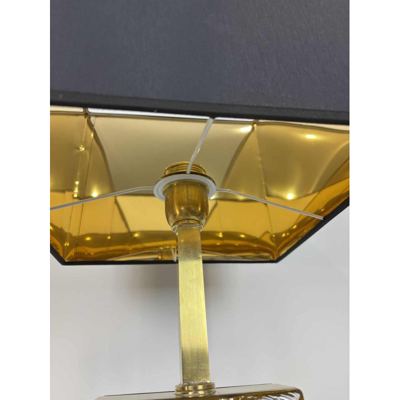 Paire de lampes à poser Hollywood Regency, verre de Murano, structure en laiton doré, 1980s