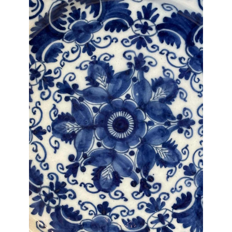 Delft, grand plat circulaire en céramique, Hollande 18e siècle