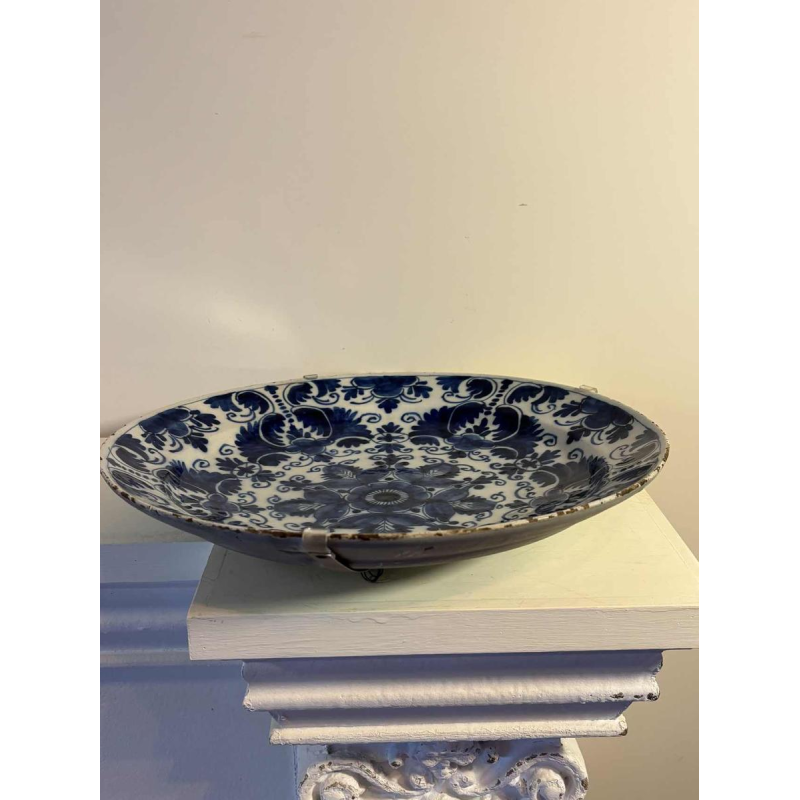 Delft, grand plat circulaire en céramique, Hollande 18e siècle