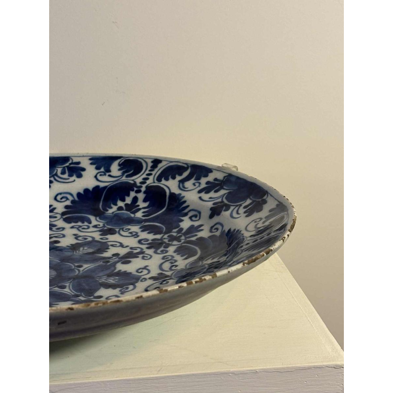 Delft, grand plat circulaire en céramique, Hollande 18e siècle