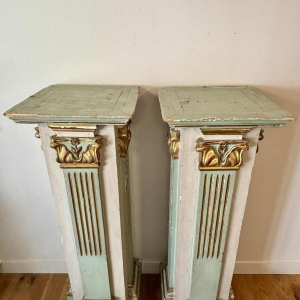 Pair of carved, painted and gilded wooden saddles, late 19th century Italy