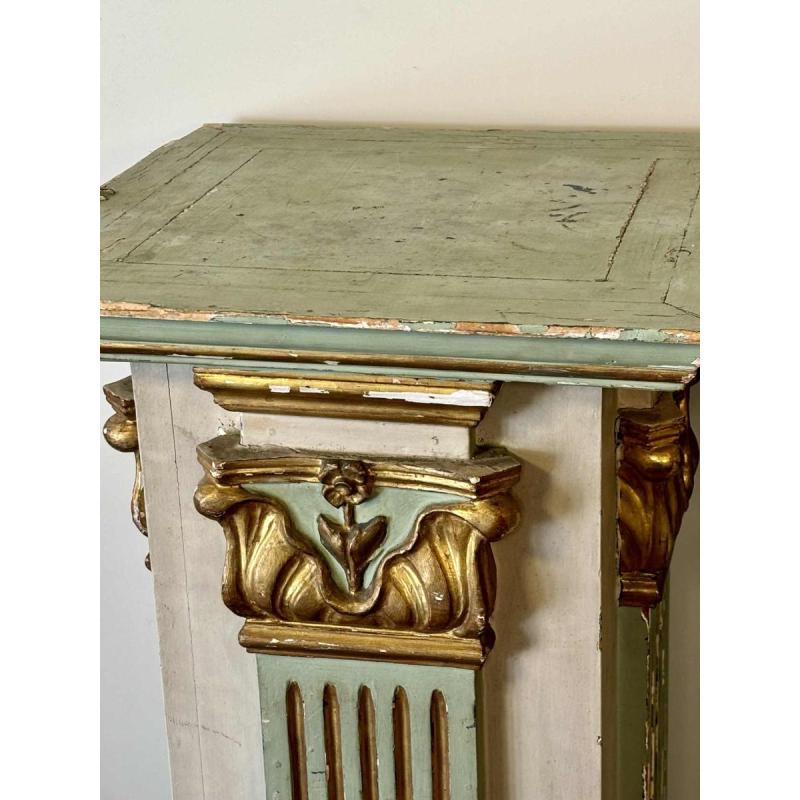 Pair of carved, painted and gilded wooden saddles, late 19th century Italy