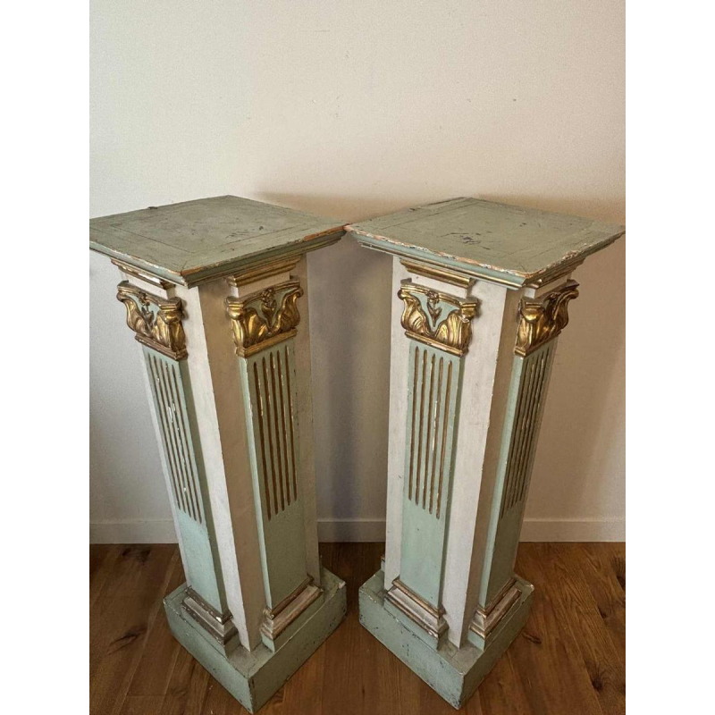 Pair of carved, painted and gilded wooden saddles, late 19th century Italy