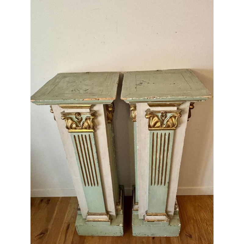 Pair of carved, painted and gilded wooden saddles, late 19th century Italy