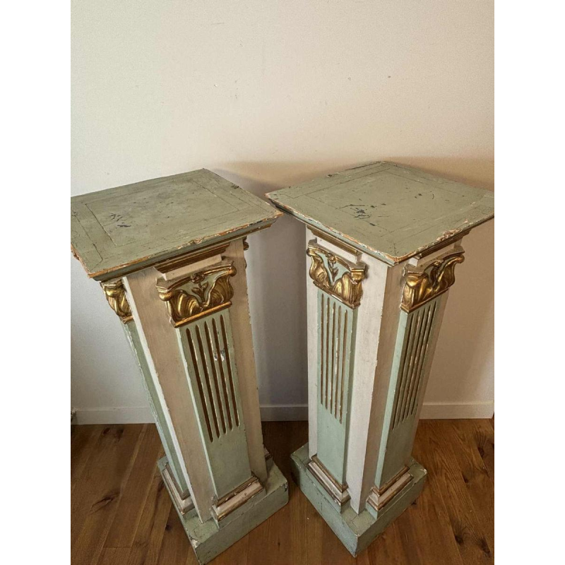 Pair of carved, painted and gilded wooden saddles, late 19th century Italy