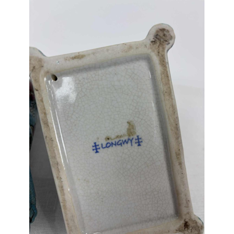 Longwy, paar honden in Longwy email, eind 19e / begin 20e eeuw