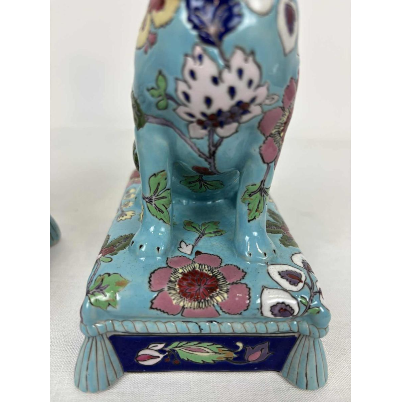 Longwy, pair of dogs in Longwy enamel, late 19th / early 20th century