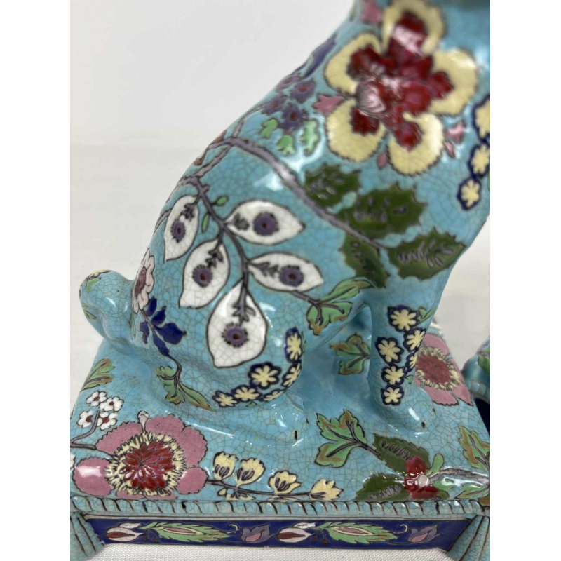 Longwy, pair of dogs in Longwy enamel, late 19th / early 20th century