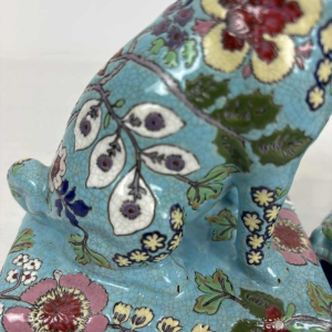 Longwy, pair of dogs in Longwy enamel, late 19th / early 20th century