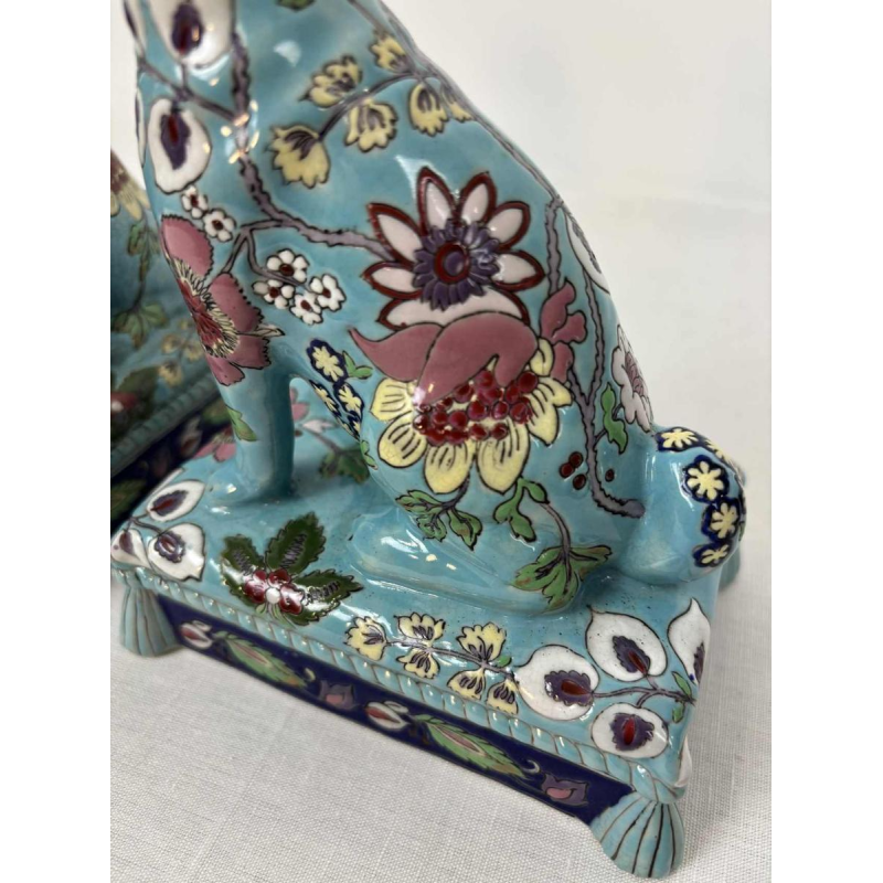 Longwy, paar honden in Longwy email, eind 19e / begin 20e eeuw