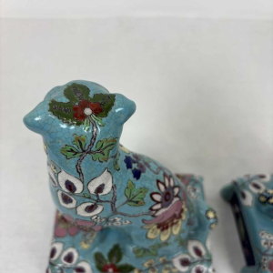 Longwy, pair of dogs in Longwy enamel, late 19th / early 20th century