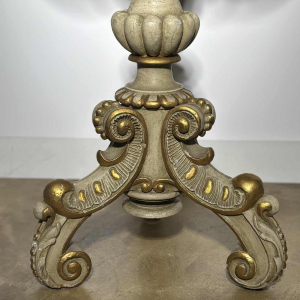 Round pedestal table in painted wood with marble-look painted top, late 19th century