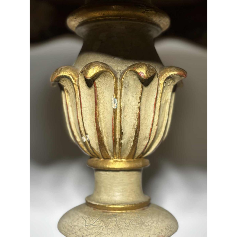 Round pedestal table in painted wood with marble-look painted top, late 19th century