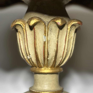 Round pedestal table in painted wood with marble-look painted top, late 19th century