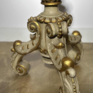 Round pedestal table in painted wood with marble-look painted top, late 19th century