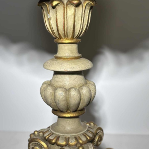 Round pedestal table in painted wood with marble-look painted top, late 19th century