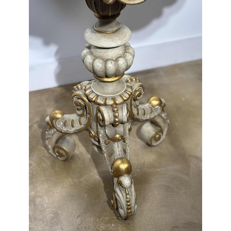 Guéridon rond en bois peint, plateau peint façon marbre, fin XIXe siècle