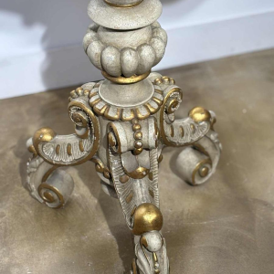 Round pedestal table in painted wood with marble-look painted top, late 19th century