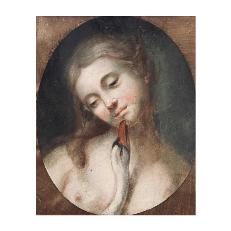 Franse school “Léda en de zwaan” pastel op papier, 19e eeuw