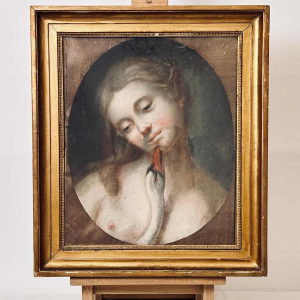 Franse school “Léda en de zwaan” pastel op papier, 19e eeuw