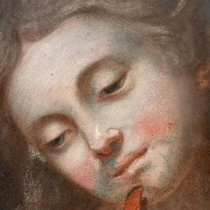 Franse school “Léda en de zwaan” pastel op papier, 19e eeuw