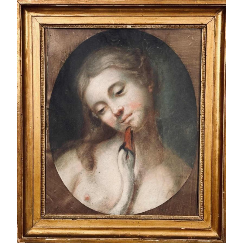 Franse school “Léda en de zwaan” pastel op papier, 19e eeuw
