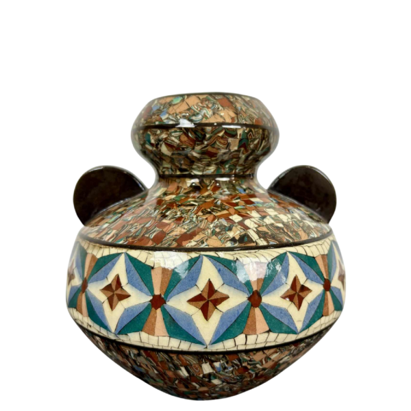 Jean Gerbino in Vallauris, Art Deco ceramic bowl vase with handles, ca. 1940-1950