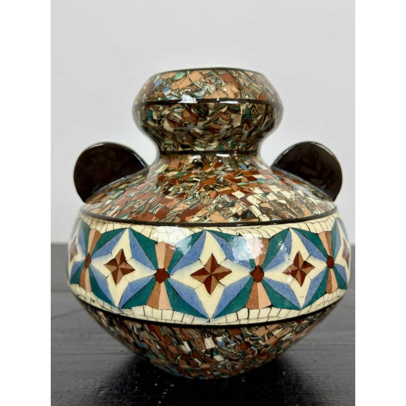 Jean Gerbino / Vallauris, Art Deco keramische vaas met oren, ca. 1940-1950