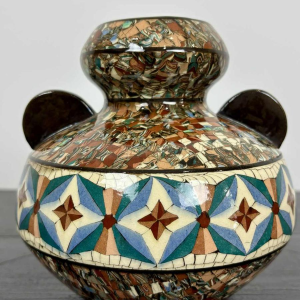 Jean Gerbino / Vallauris, Art Deco keramische vaas met oren, ca. 1940-1950