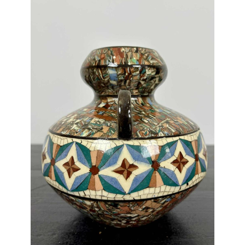 Jean Gerbino in Vallauris, Art Deco ceramic bowl vase with handles, ca. 1940-1950